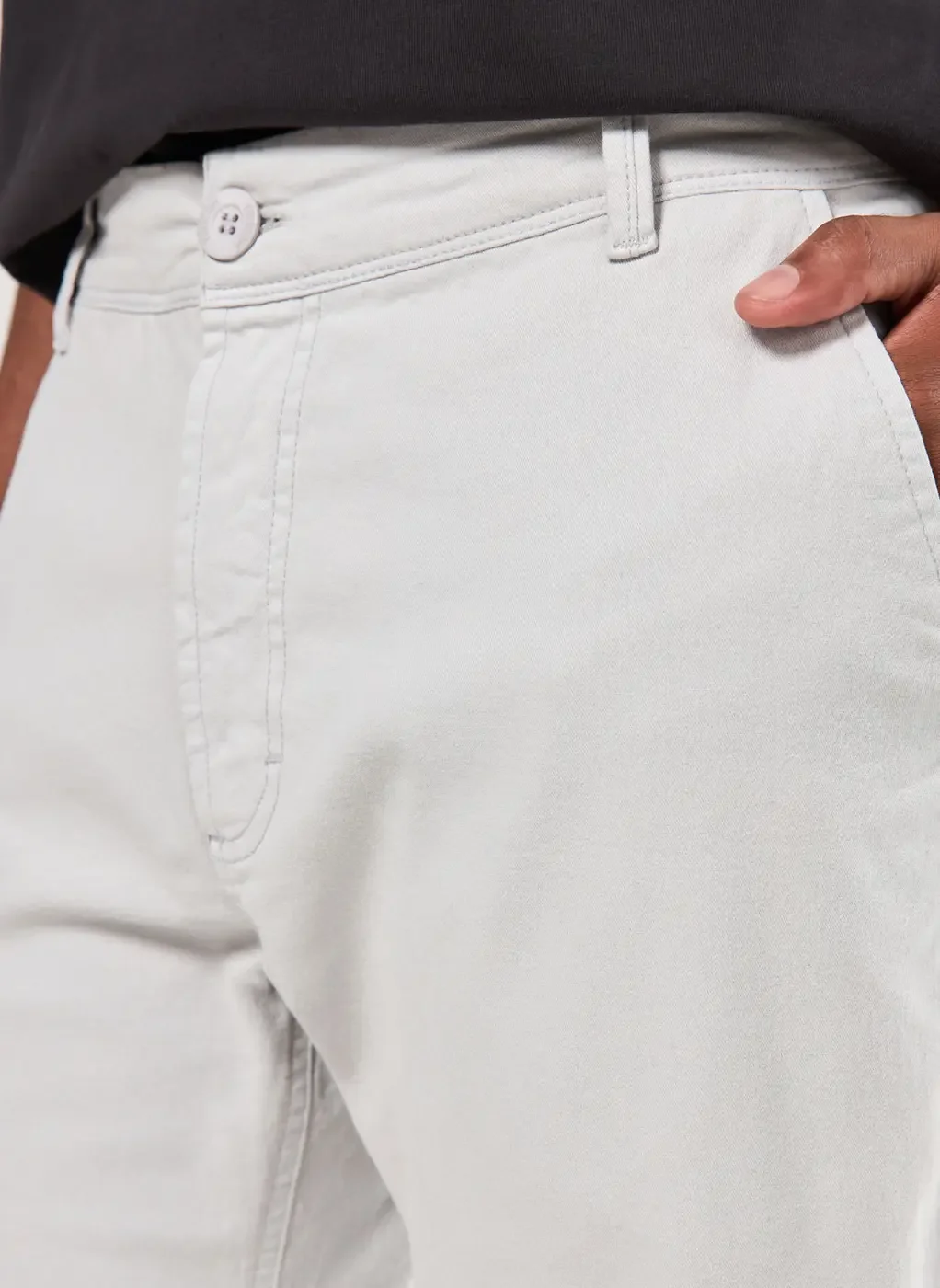 Calça Chino Slim Em Sarja Cinza