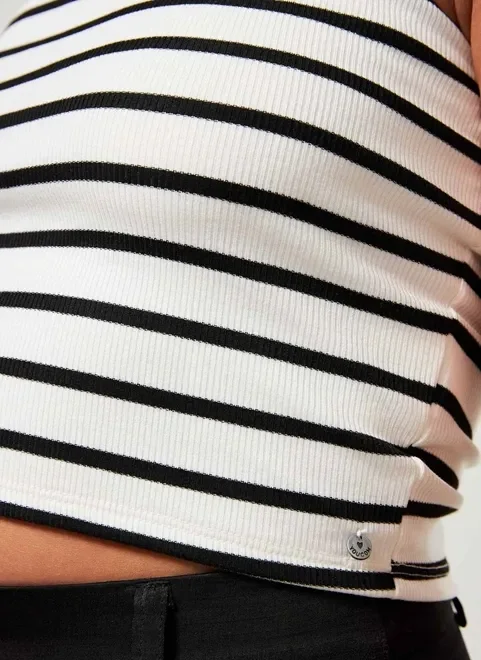 Cropped Sem Alças Em Malha Listrada
