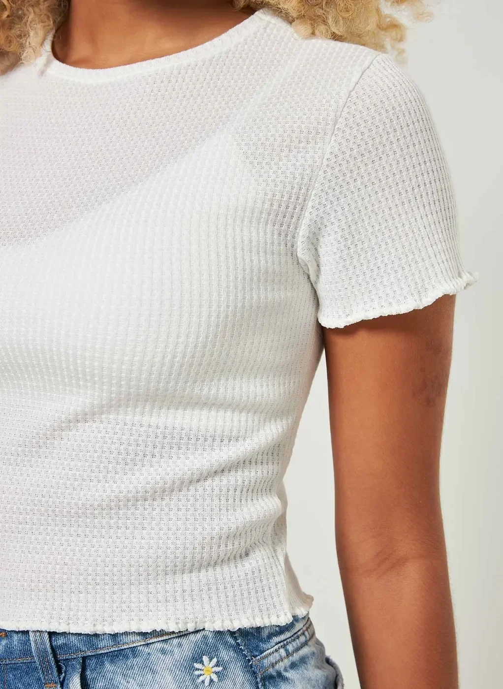 Blusa Mini Tee Em Malha Texturizada