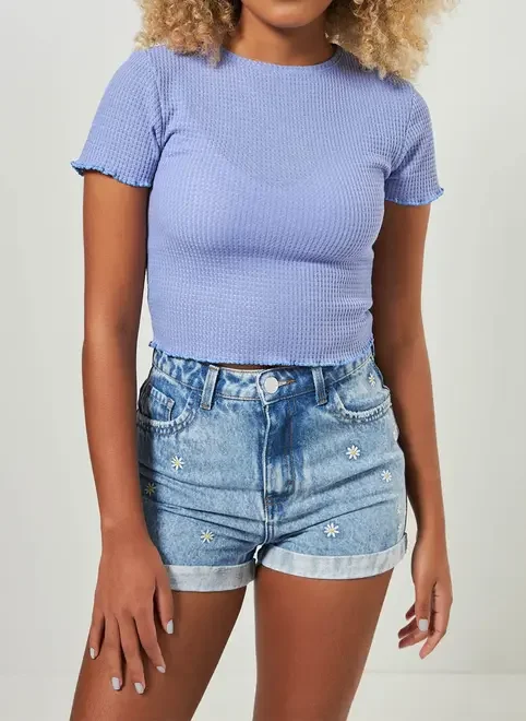 Blusa Mini Tee Em Malha Texturizada