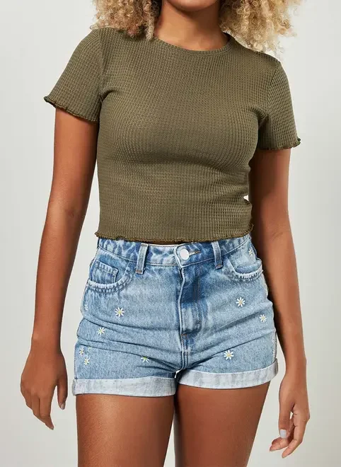 Blusa Mini Tee Em Malha Texturizada