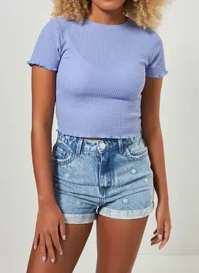 Blusa Mini Tee Em Malha Texturizada