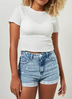 Blusa Mini Tee Em Malha Texturizada