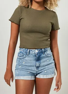 Blusa Mini Tee Em Malha Texturizada