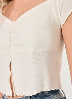 Blusa Manguinha Curta Com Fenda