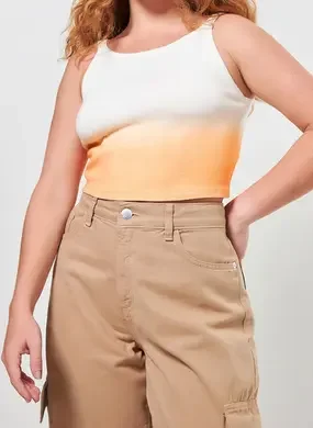 Regata Estonada Com Degradê Laranja