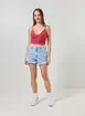 Cropped Com Tule Vermelho Estampado