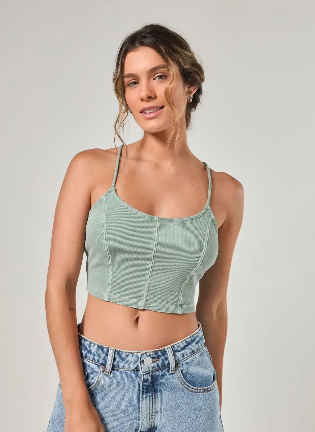 Cropped Estonado Com Alcinhas