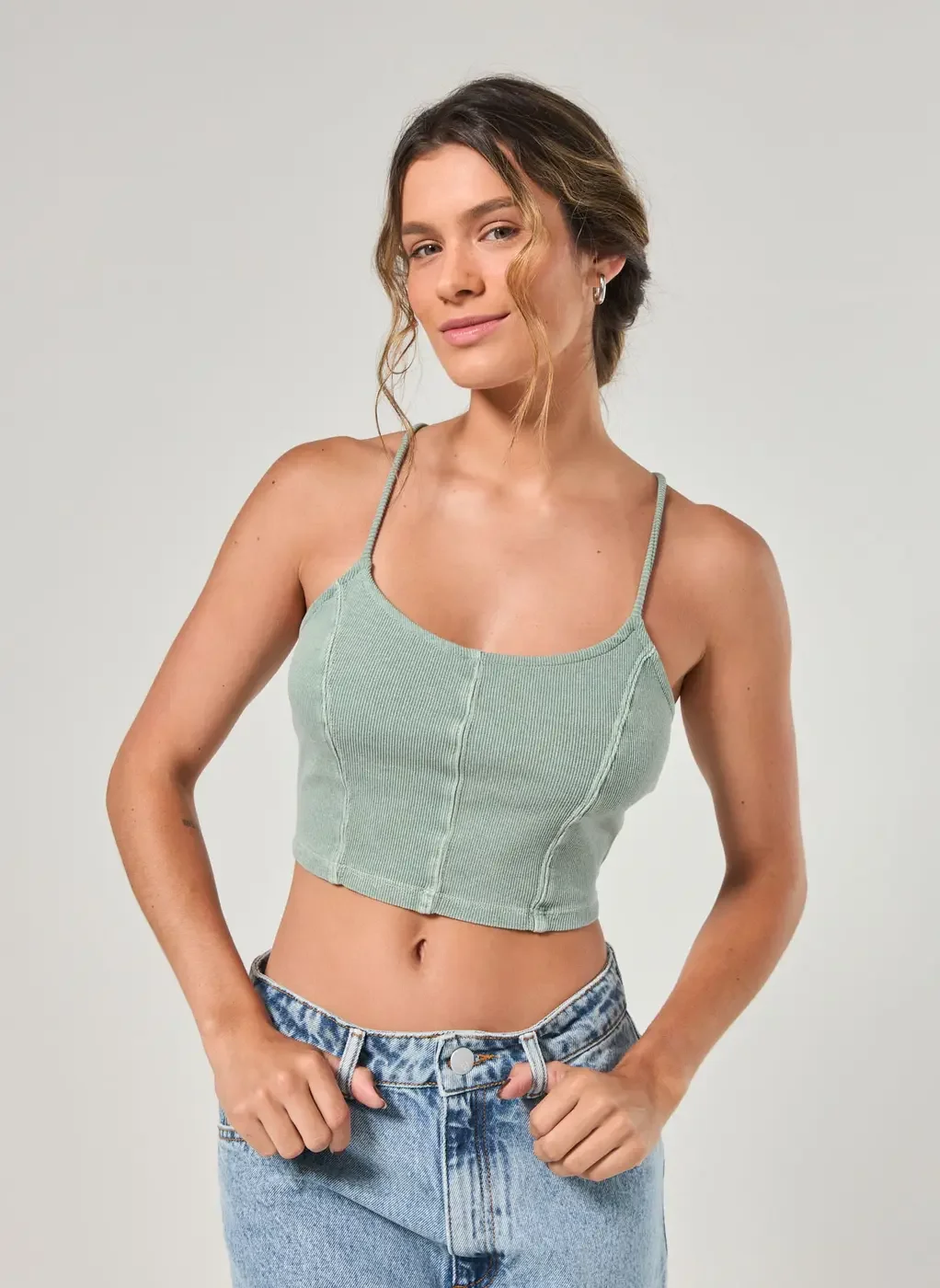 Cropped Estonado Com Alcinhas