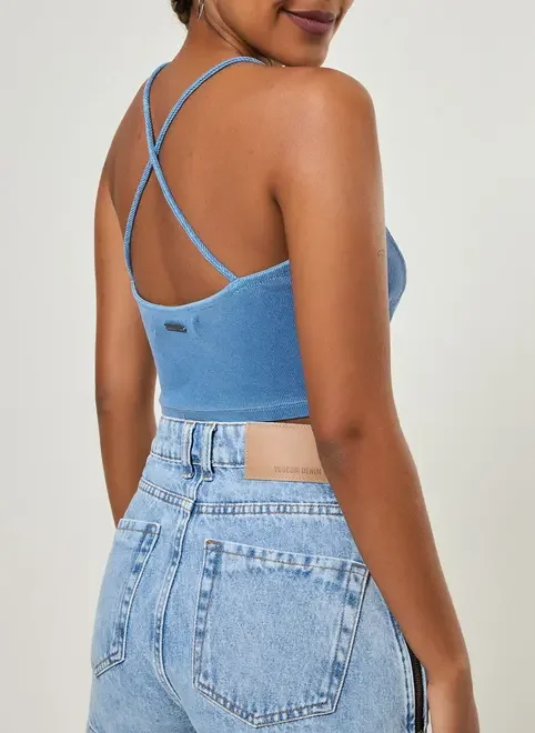 Cropped Estonado Com Alcinhas