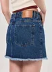 Saia Jeans Barra Desfiada Cintura Média