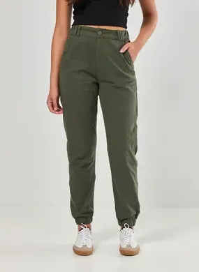 Calça Jogger Em Sarja Com Elástico