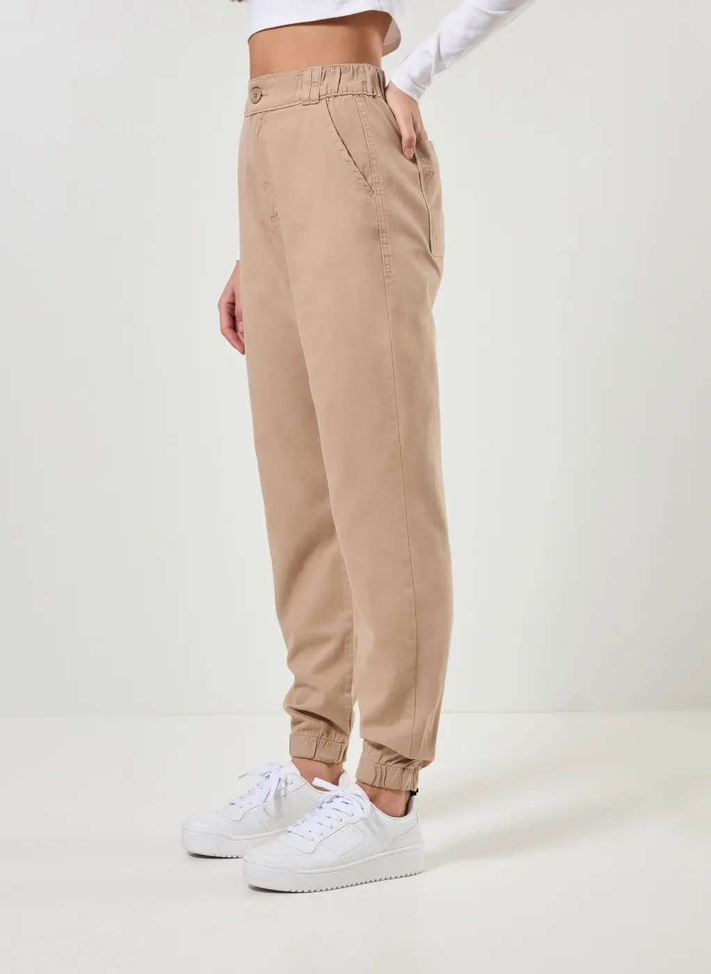 Calça Jogger Em Sarja Com Elástico