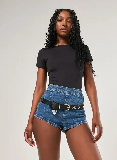 Micro Short Jeans Cintura Alta
