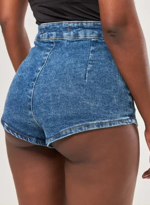 Micro Short Jeans Cintura Alta