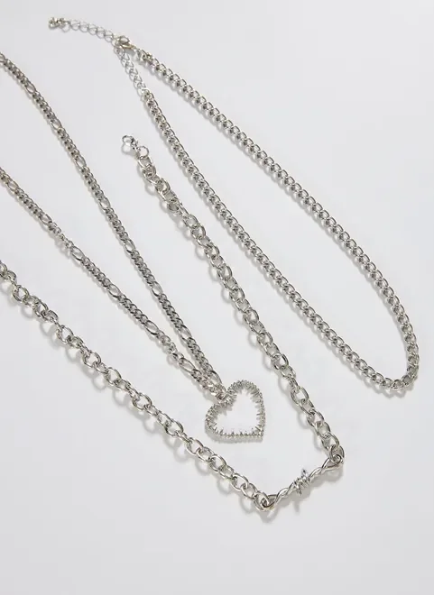 Kit Colares E Chokers Coração Arame