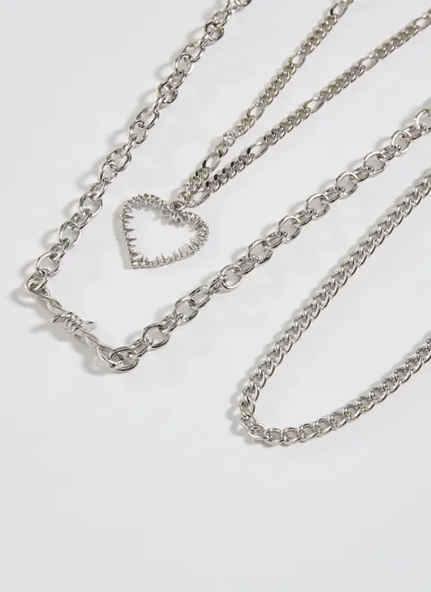 Kit Colares E Chokers Coração Arame