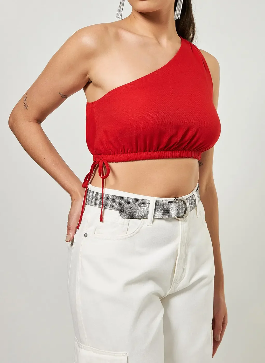Cropped Ombro Único Vermelho