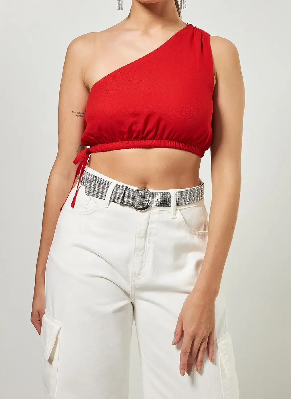 Cropped Ombro Único Vermelho