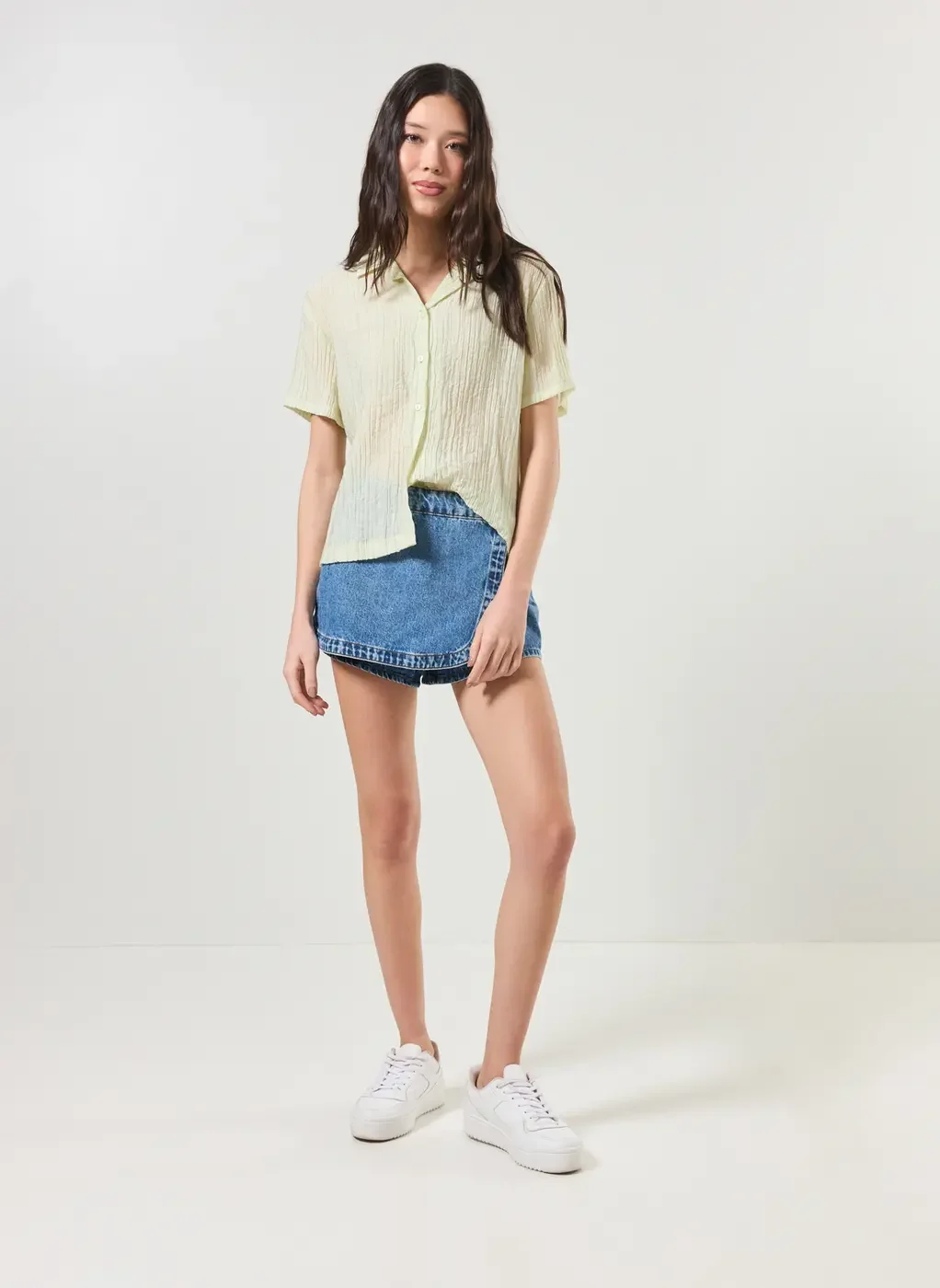 Camisa Manga Curta Com Textura