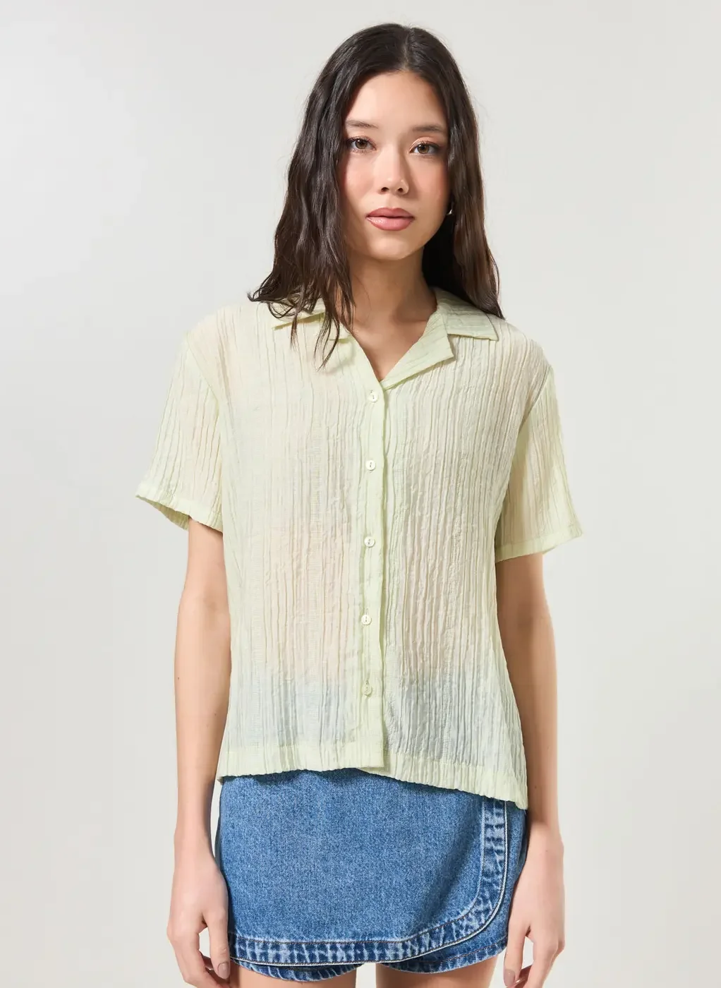 Camisa Manga Curta Com Textura