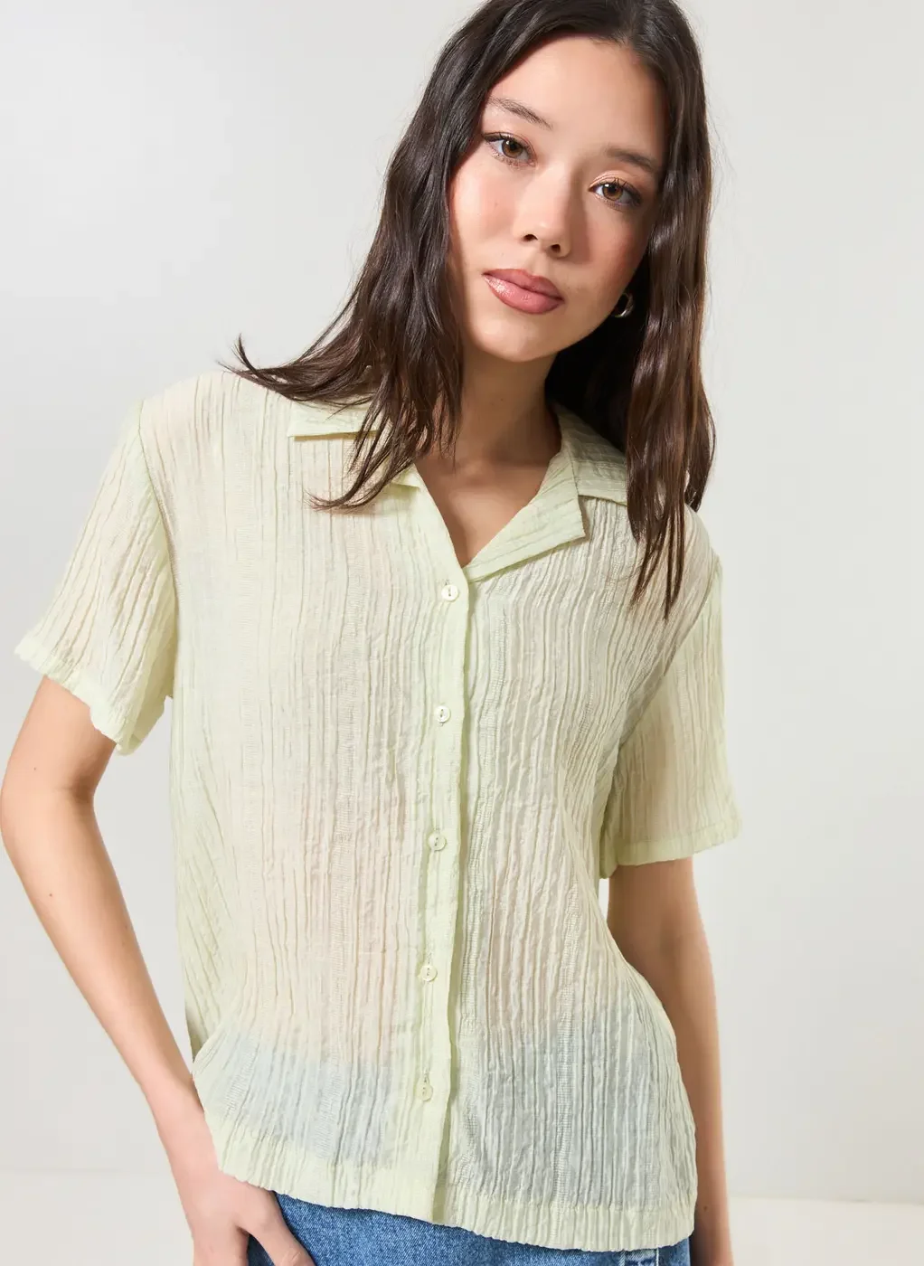 Camisa Manga Curta Com Textura