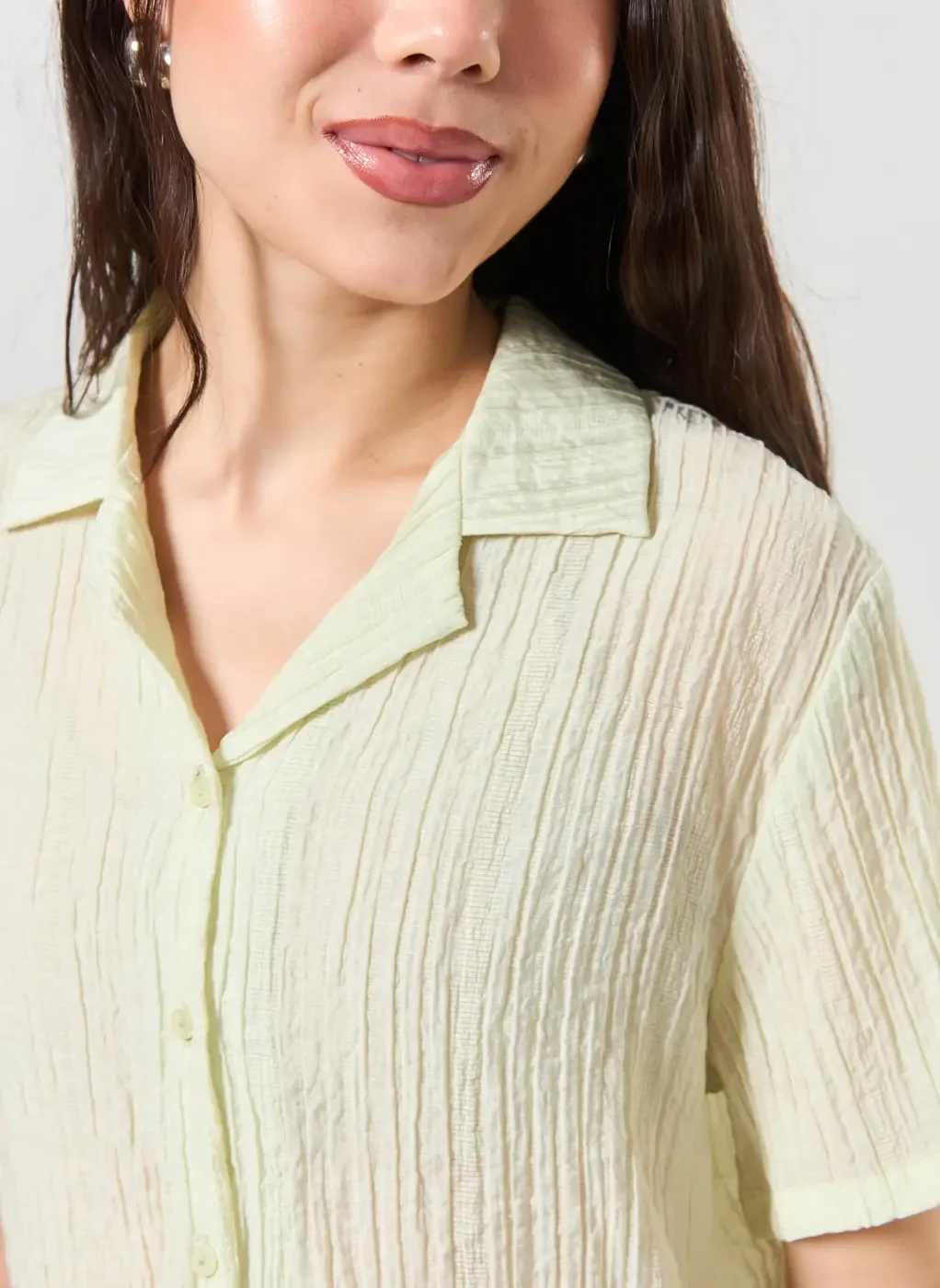 Camisa Manga Curta Com Textura