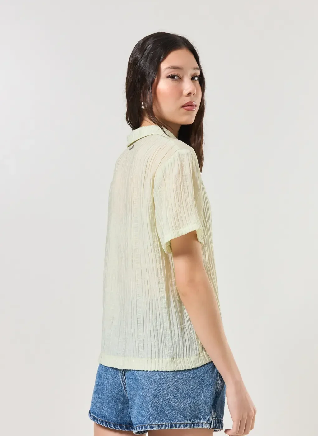 Camisa Manga Curta Com Textura