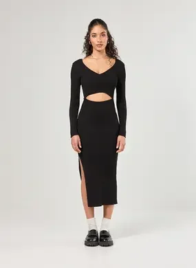 Vestido Em Tricô Preto 2 Em 1