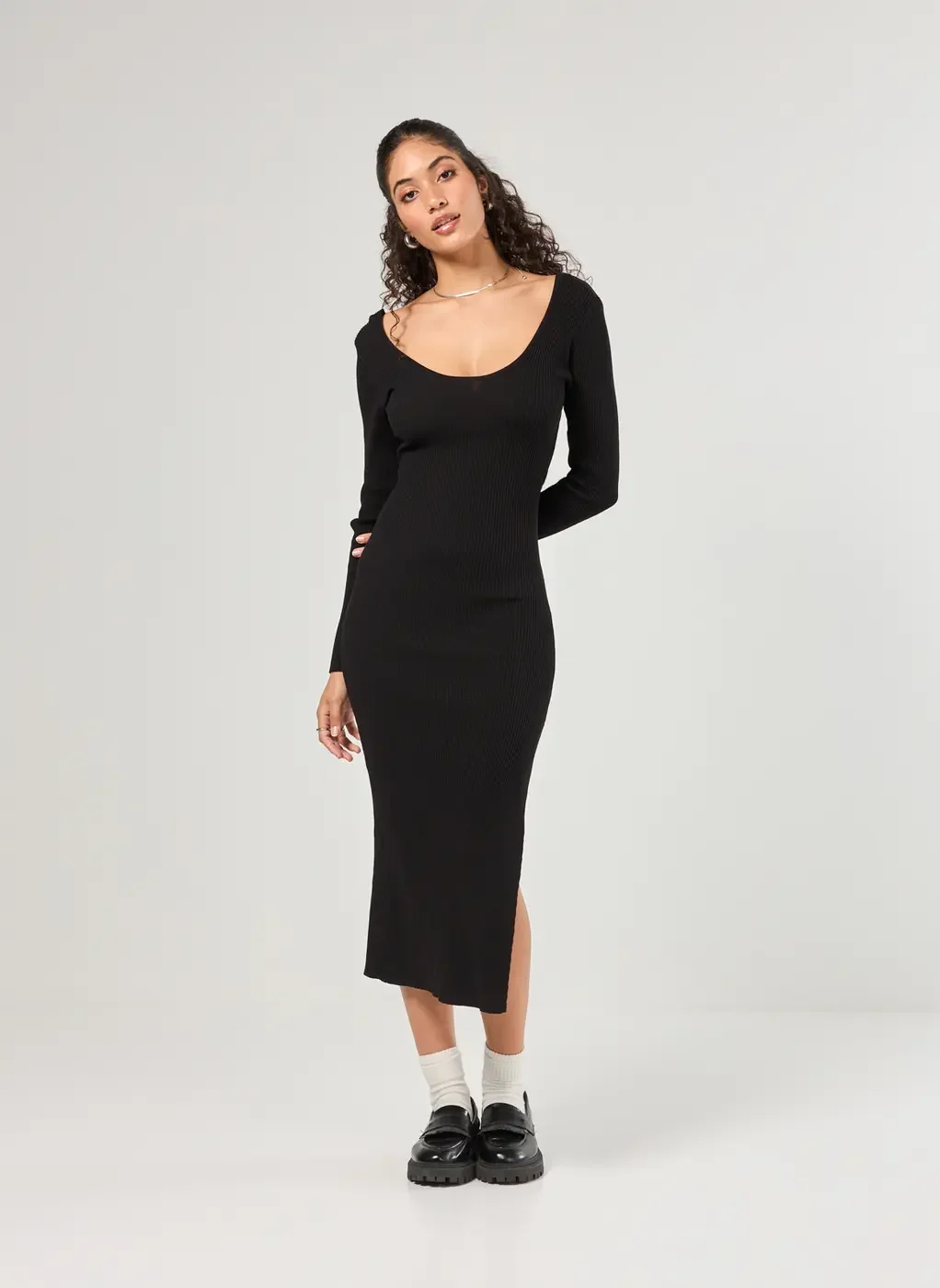 Vestido Em Tricô Preto 2 Em 1