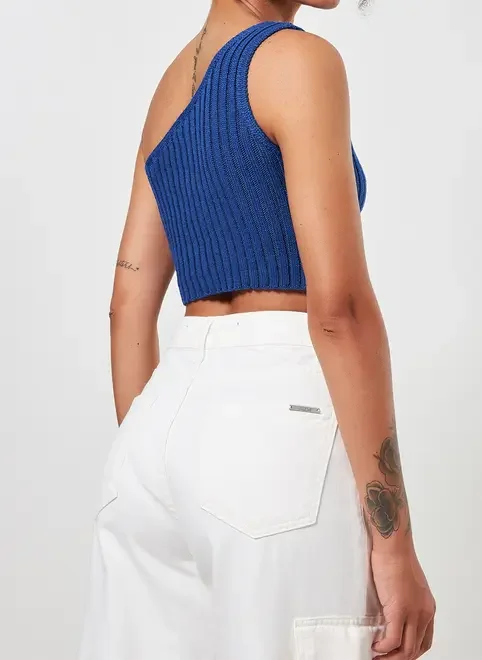 Top De Tricô Alça Única