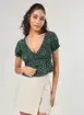 Cropped Manguinha Bufante Verde Estampado