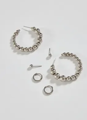 Conjunto Brincos Argola De Bolinhas