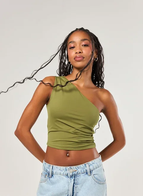 Blusa Ombro Único Em Poliamida