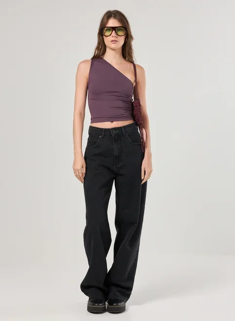 Blusa Ombro Único Em Poliamida