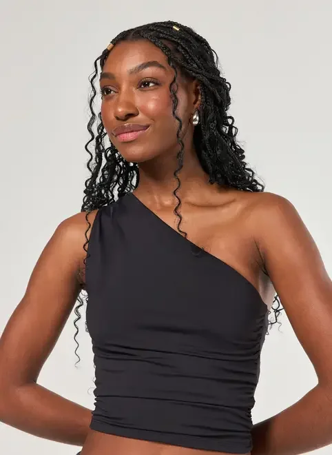 Blusa Ombro Único Em Poliamida