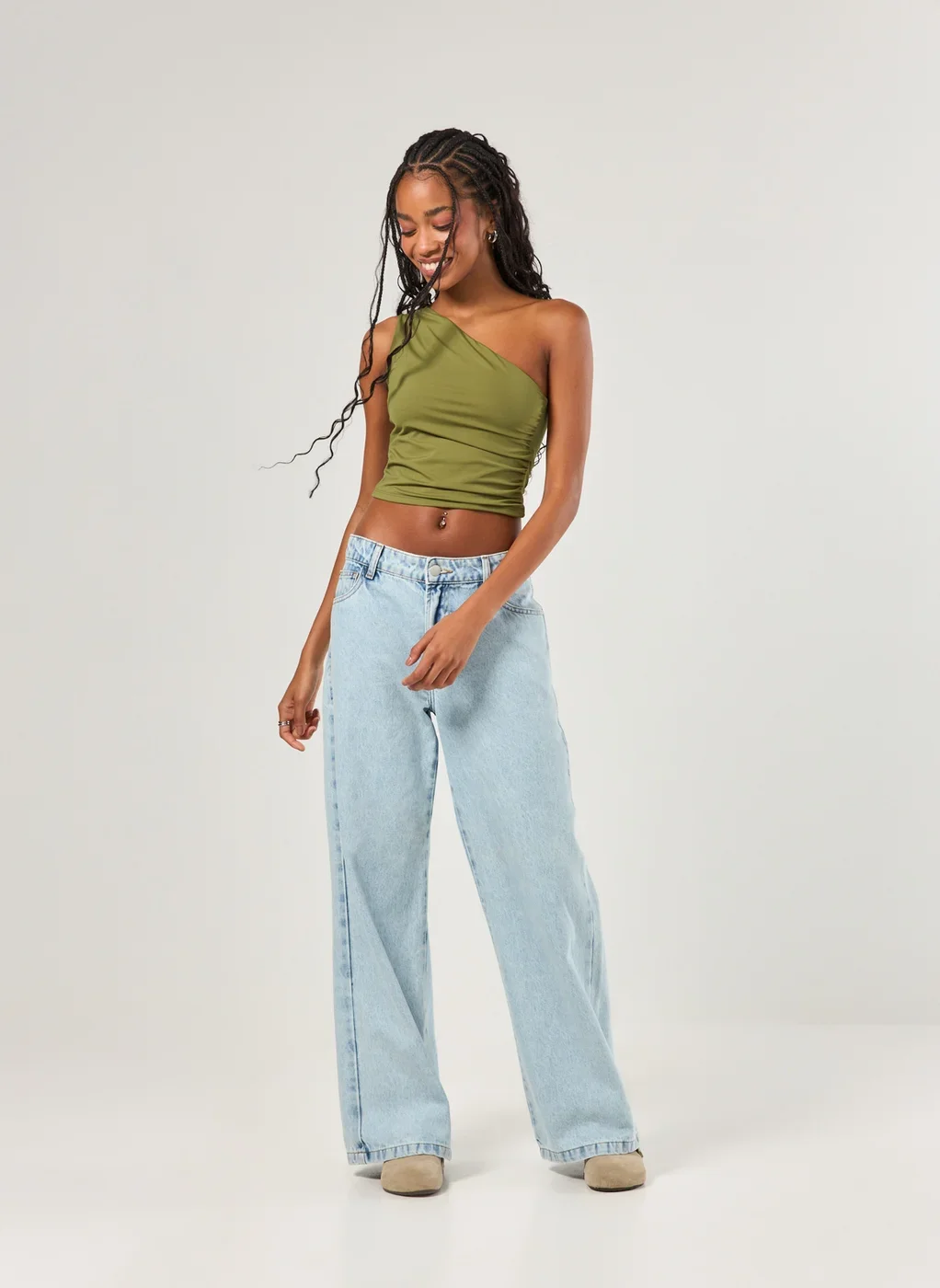 Blusa Ombro Único Em Poliamida