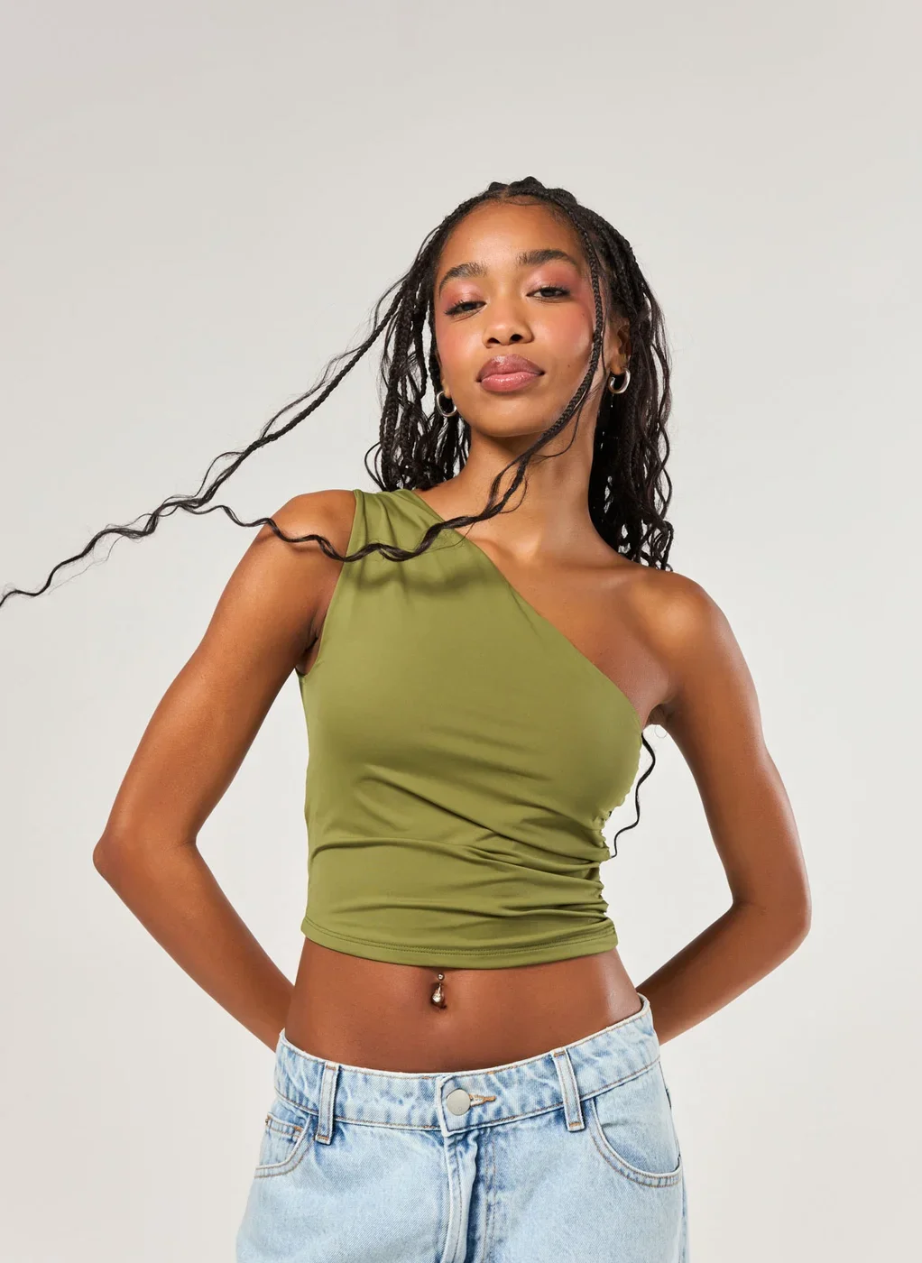 Blusa Ombro Único Em Poliamida