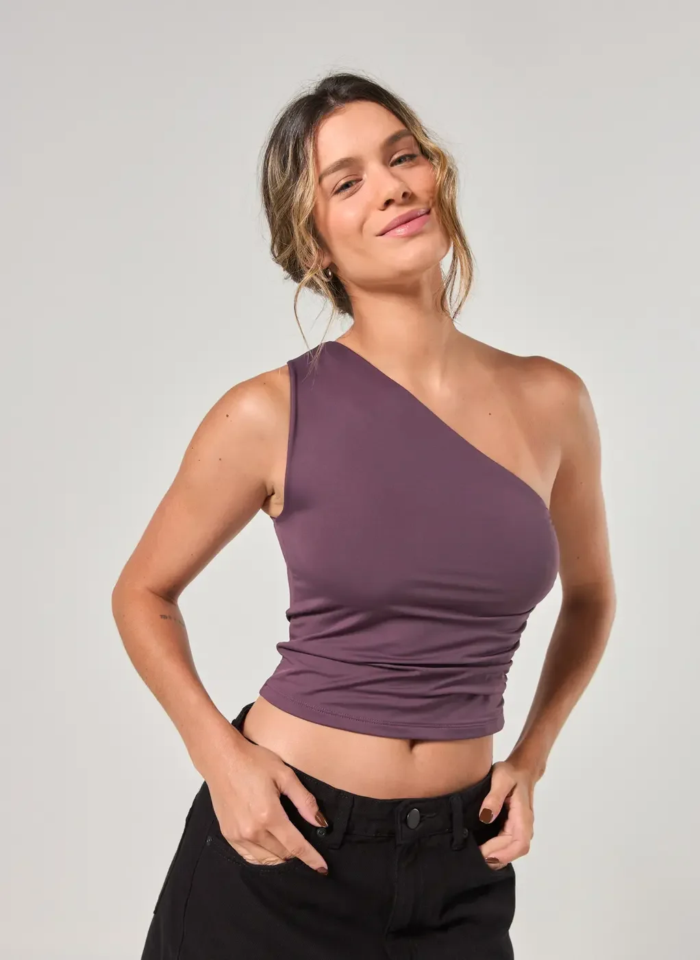 Blusa Ombro Único Em Poliamida