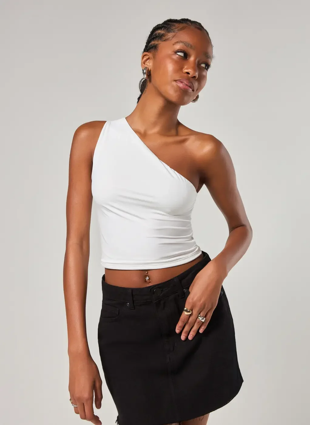 Blusa Ombro Único Em Poliamida