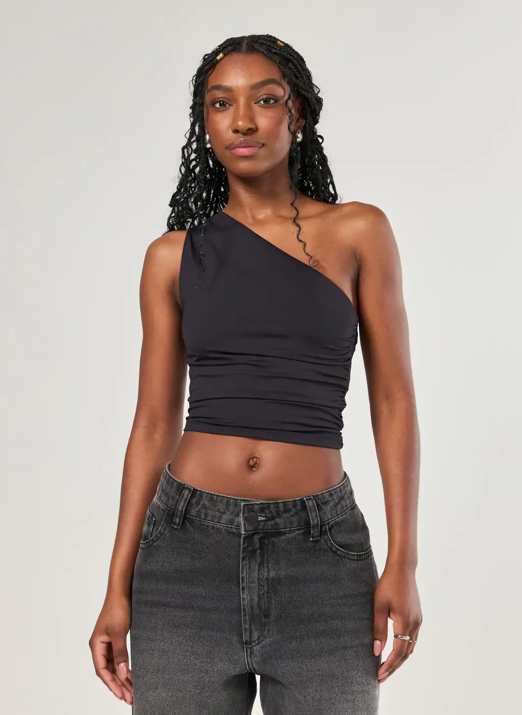 Blusa Ombro Único Em Poliamida