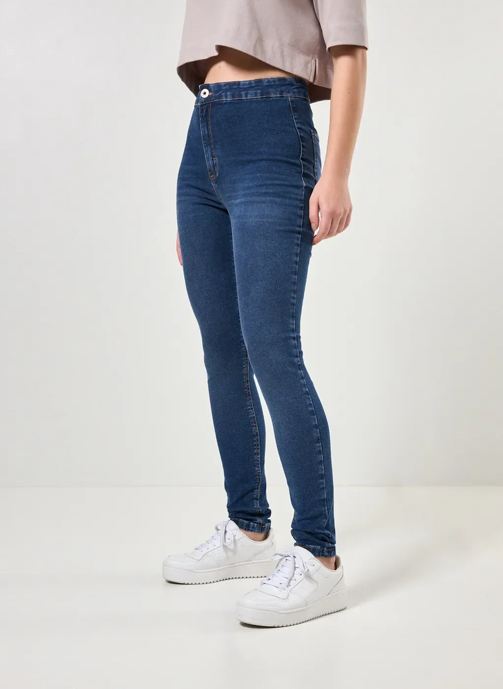 Calça Jeans Skinny Básica Com Elastano