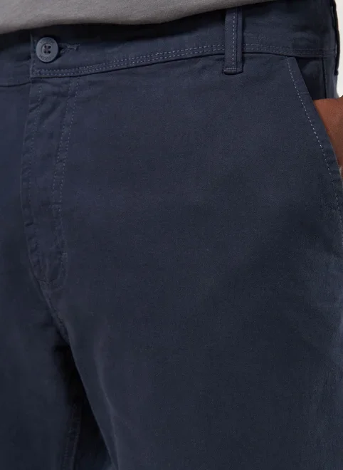 Calça Chino Slim Em Sarja Azul Marinho