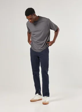 Calça Chino Slim Em Sarja Azul Marinho