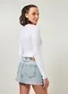 Blusa Cropped Manga Longa Tricô Fendinhas