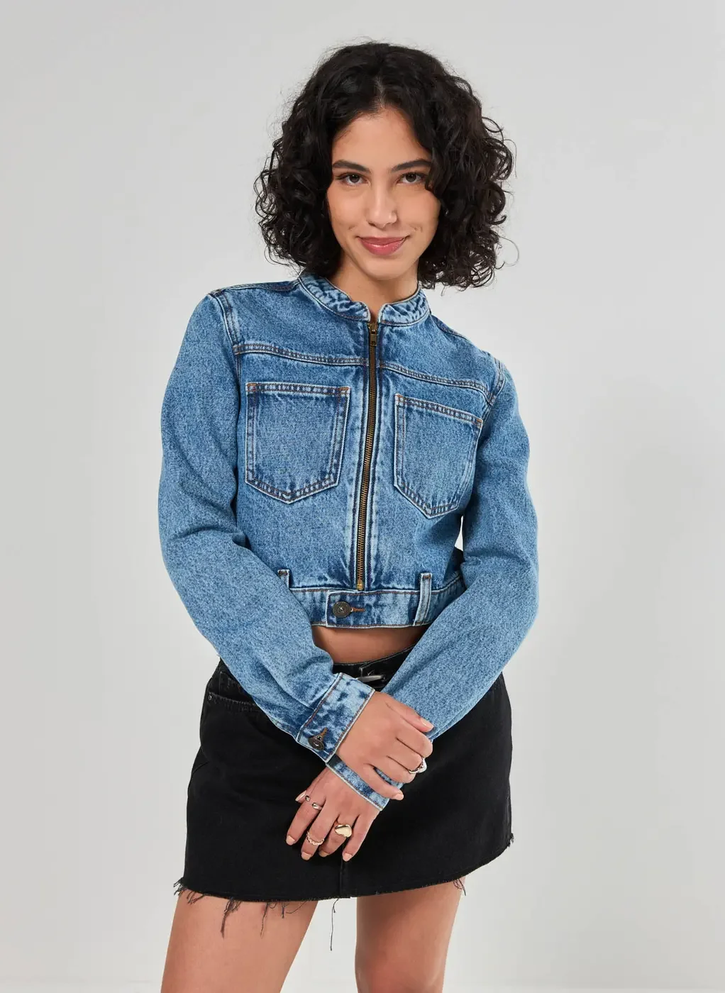 Jaqueta Jeans Biker