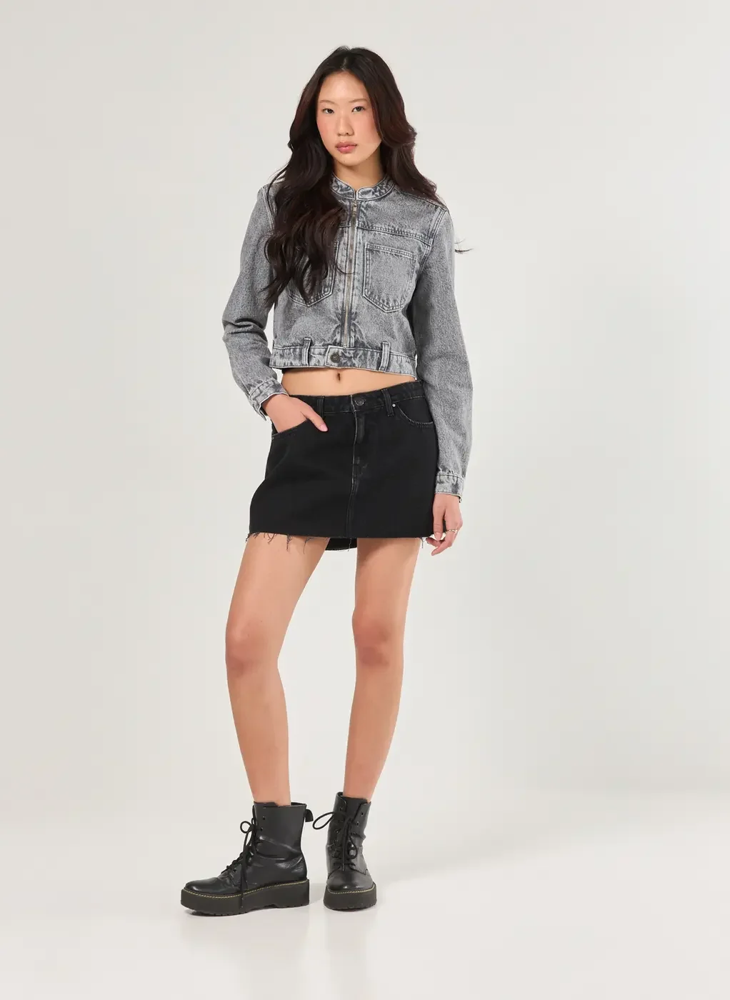 Jaqueta Jeans Biker