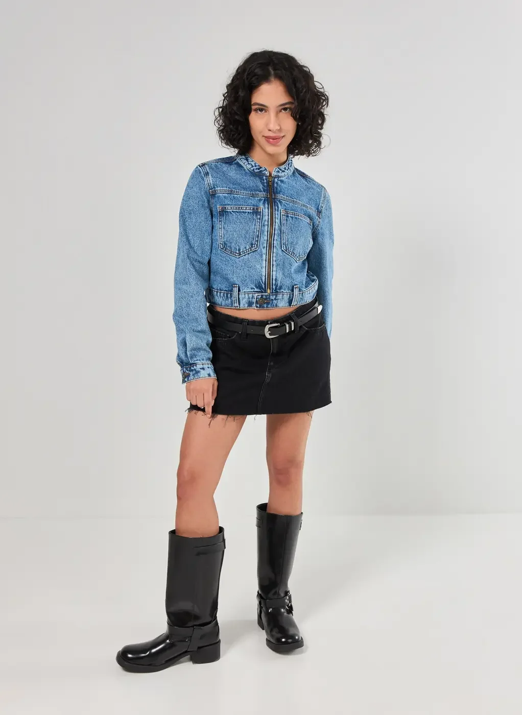Jaqueta Jeans Biker