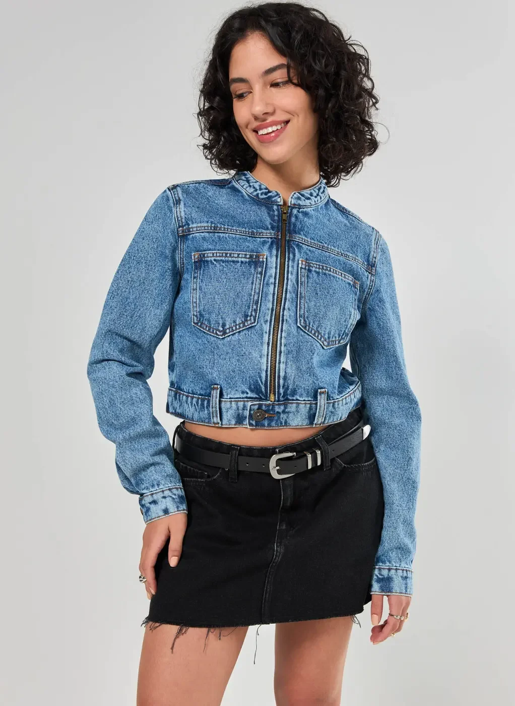 Jaqueta Jeans Biker