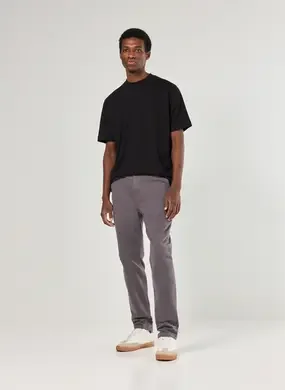 Calça Chino Slim Em Sarja Cinza Escuro